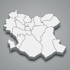 3d isometric map of Saida is a region of Algeria