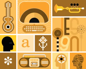  Pop art collage of many different objects, set of vector design elements. Each one of the design element created on a separate layer and can be used as a standalone image, icon or logo. ©  danjazzia