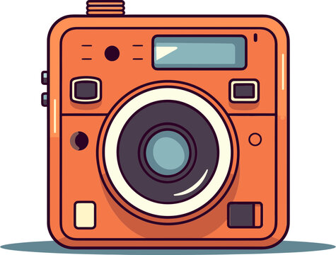 Instant Camera Vector Illustration with Steampunk Robot Character