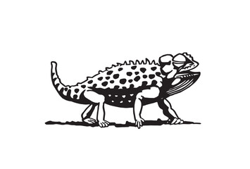 Graphical illustration of chameleon  walking on white background, vector illustration
