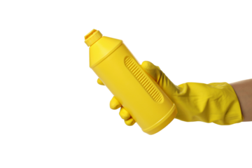 PNG,Bottle of detergent in hand, isolated on white background
