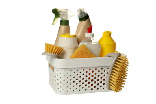 PNG, Detergents in the basket, isolated on white background