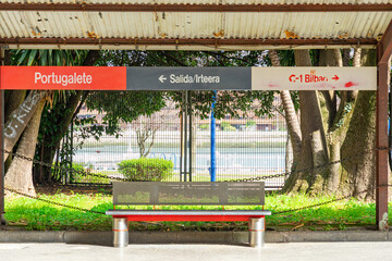 Platform of the passenger train station of Portugalete-Basque country-Spain.13-3-2024