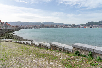 promenade with sea bay in Getxo-Biscaia-spain.13-3-2024