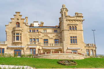 Facade of the Arriluze Palace along the sea coast of Getxo-Basque Country-Spain