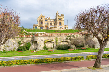 Facade of the Arriluze Palace along the sea coast of Getxo-Basque Country-Spain