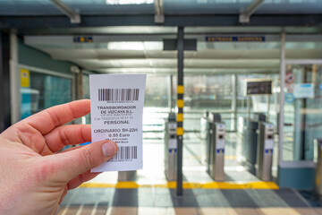 €0.55 ticket for access to the colgante bridge, cabin for transporting passengers and vehicles...