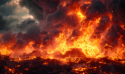 Lava explosions and fire background, Generative AI 