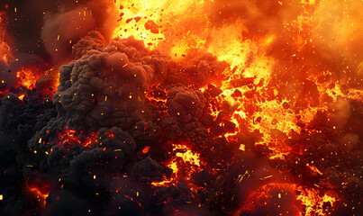 Fototapeta na wymiar Lava explosions and fire background, Generative AI 