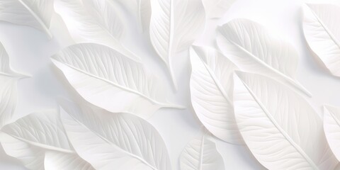 Elegant White Leaves Pattern on Clean Background for Design