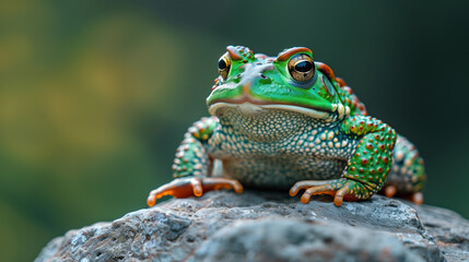 Obraz premium Green Toad on a Rock