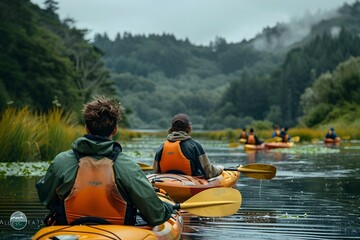 Kayaking in New Zealands Lush Wilderness A Group of Friends Embarking on a Joyous Adventure