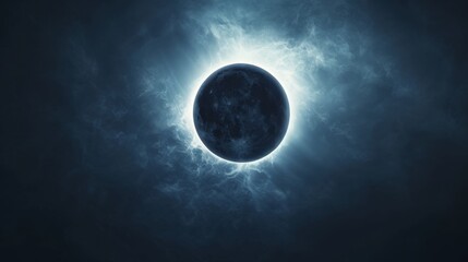 Naklejka na ściany i meble Glowing cosmic ring during solar eclipse in the dark