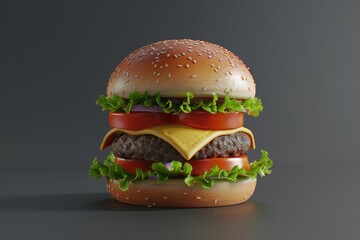 hamburger on grey background
