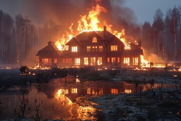 Private house engulfed by massive forest fire