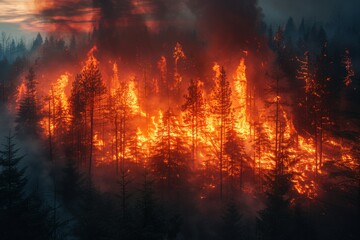 Catastrophic blaze engulfs vast woodland area