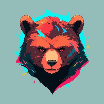 Colorful Bear Head