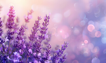 Lavender flowers closeup, macro shot with blurred background , Generative AI  - obrazy, fototapety, plakaty