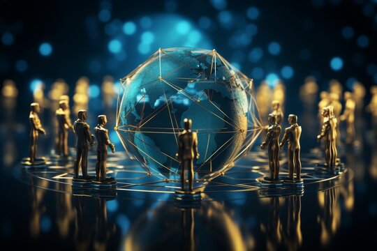 Global business structure of networking. Analysis and data exchange customer connection, HR recruitment and global outsourcing, Customer service, Teamwork, Strategy