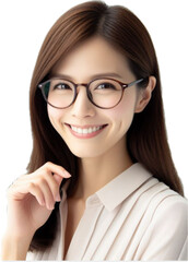 笑顔のメガネの女性