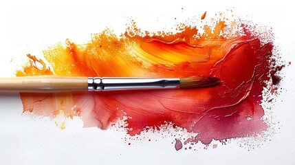 The paint brush stroke texture of the orange watercolor spot blotch is isolated on a white background