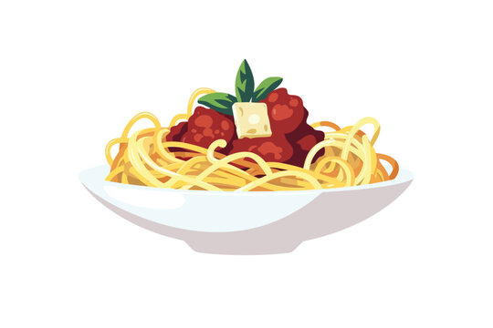 spaghetti with bolognese sauce isolated vector style