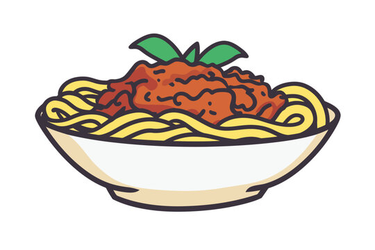 spaghetti with bolognese sauce isolated vector style