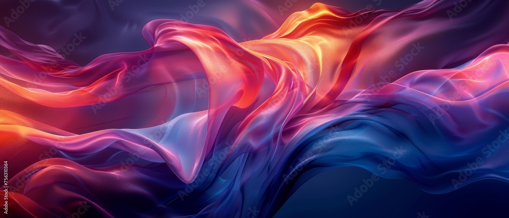 Leinwandbilder Decorative 3D Rendering on Black Background with Dynamic Curved Waves Motion, Captivating Banner Background and Wallpaper