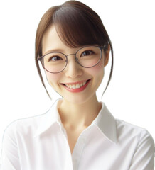 笑顔のメガネの女性