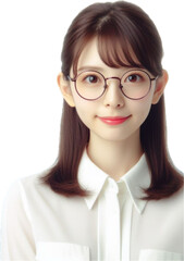 笑顔のメガネの女性