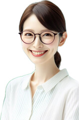 笑顔のメガネの女性