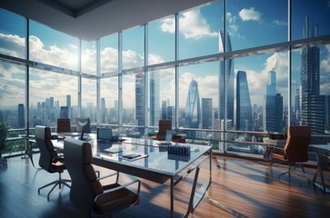 Modern Skyscrapers business office. Finance modern glass. Generate Ai