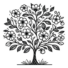 Flower Tree Line Art Bundle
