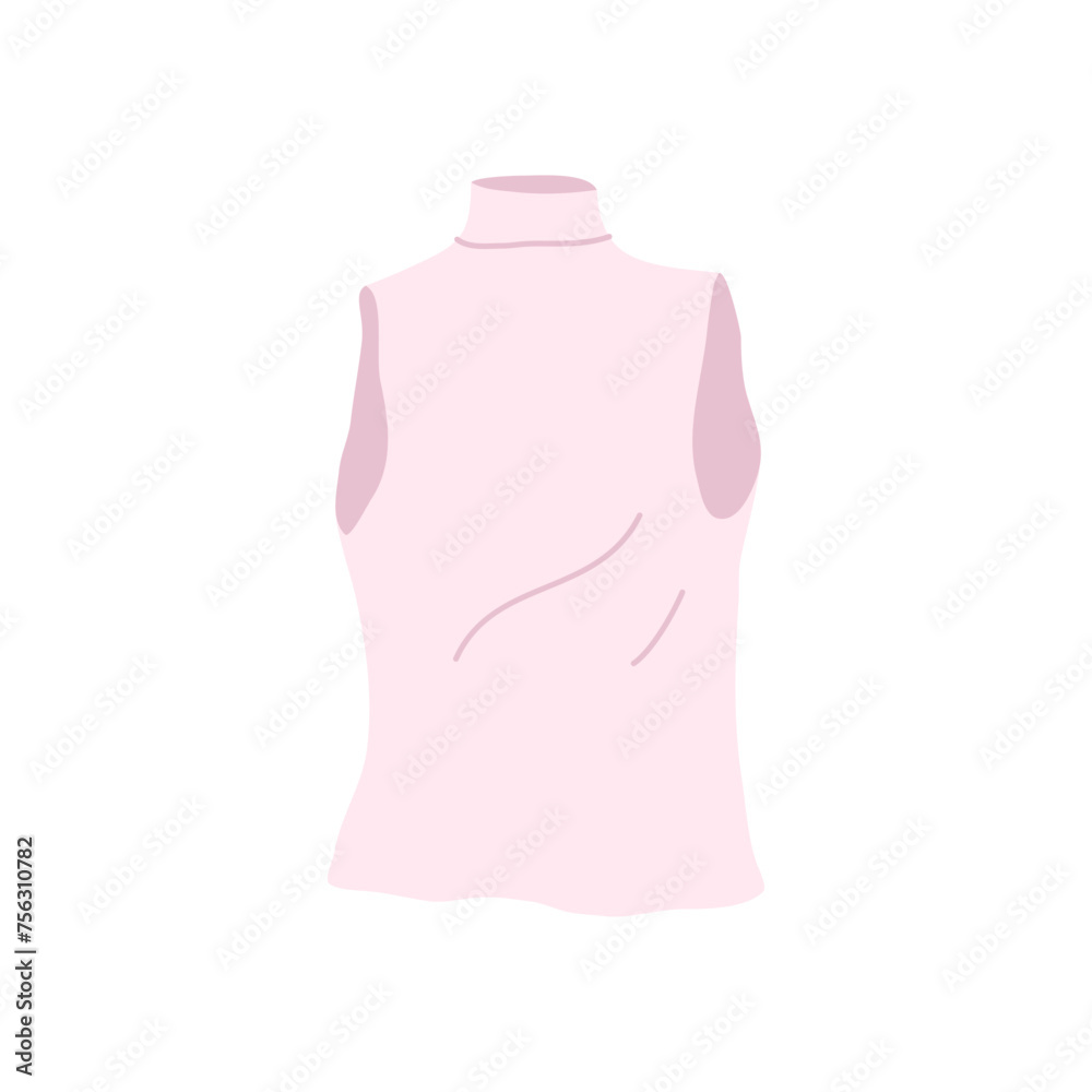 Canvas Prints Cartoon Clothe Female Top Pink Waistcoat Concept Flat Design Style Isolated on a White Background. Vector illustration