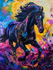 Colorful Horse Painting A Vibrant Artwork for Monthly Art Events Generative AI