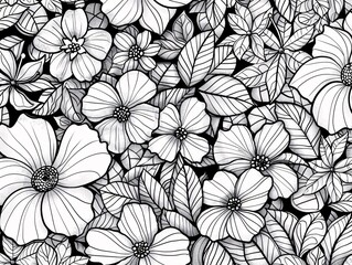 Fototapeta na wymiar Flower Power A Black and White Bouquet of Flower Power Generative AI