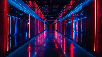 Neon-Lit Walkway A Glowing Tunnel for the Trendy and Tech-Savvy Generative AI