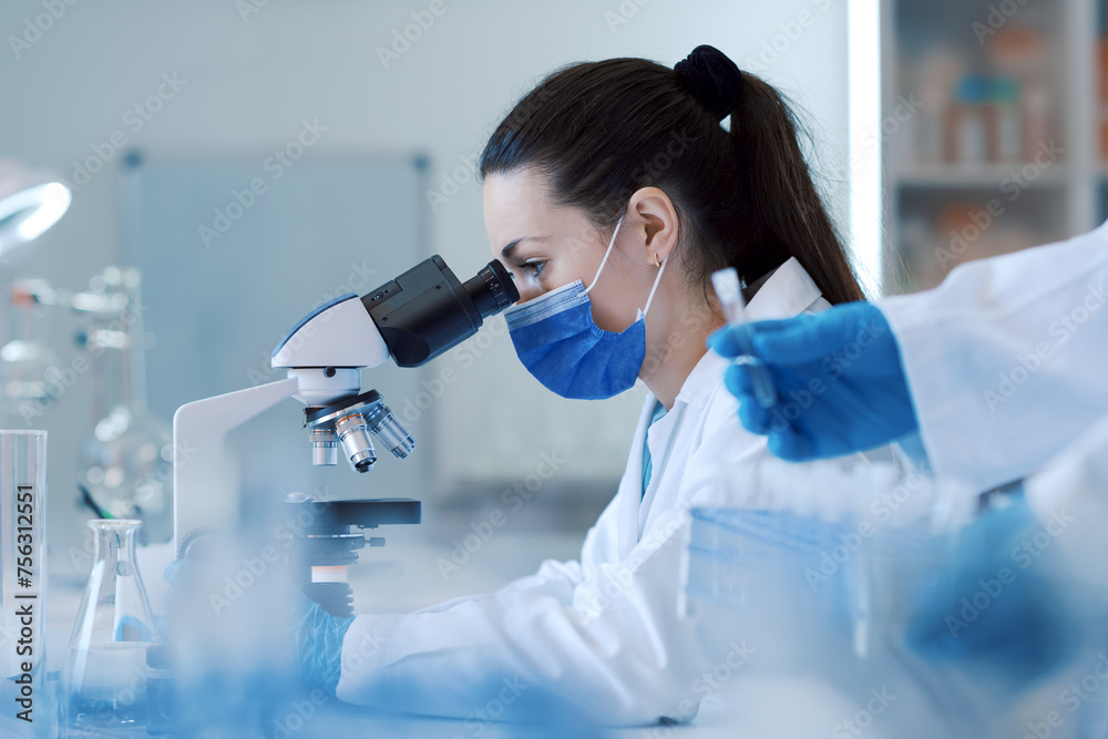 Wall mural confident scientist working in the science lab