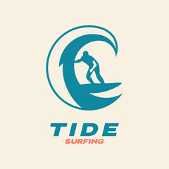 Tide Surfing Surf Surfer Logo
