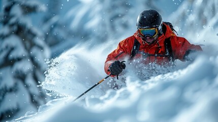 Man big mountain skiing In the Chilkat Mountains near Haines