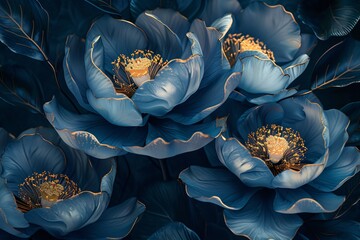 Flower Power Blue Lotus Blossoms in Full Bloom Generative AI