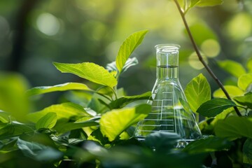 green herbal leaves, Flower aroma essence solution - obrazy, fototapety, plakaty