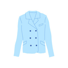 Cartoon Clothes Male Blue Blazer Concept Flat Design Style Isolated on a White Background. Vector illustration