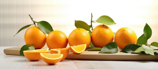 A pile of citrus Rangpur oranges resting on a rustic wooden cutting board, showcasing their vibrant color and natural beauty as a staple food ingredient