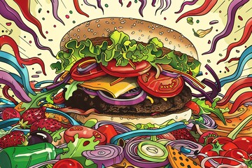 Happy Birthday Burger A Colorful Celebration of the Classic Sandwich Generative AI