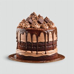 Tasty chocolate cake isolated on white