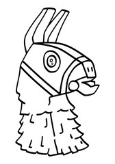Fototapeta premium Llama fortnite. Alpaca doodle icon. video game vector character