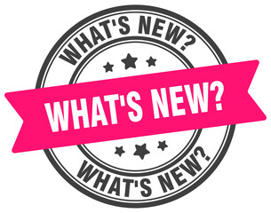 what's new? stamp. what's new? label on transparent background. round sign