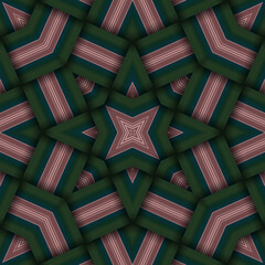 Fototapeta premium Seamless woven star pattern of stripes and lines. Square abstract pattern.