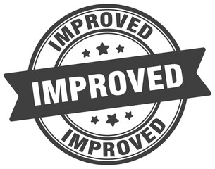 improved stamp. improved label on transparent background. round sign